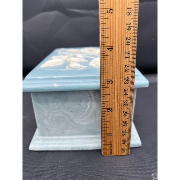 Set (3) Soapstone Jewelry Trinket Boxes Roses Blue Design Gifts Int’l 1974 Large - Picture 12 of 12